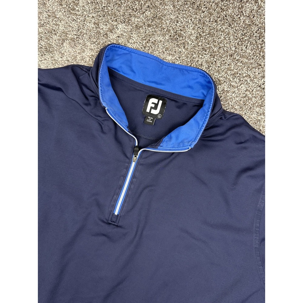 FootJoy Golf Pullover Mens Large Navy Blue 1/4 Zip Long Sleeve Lightweight Top